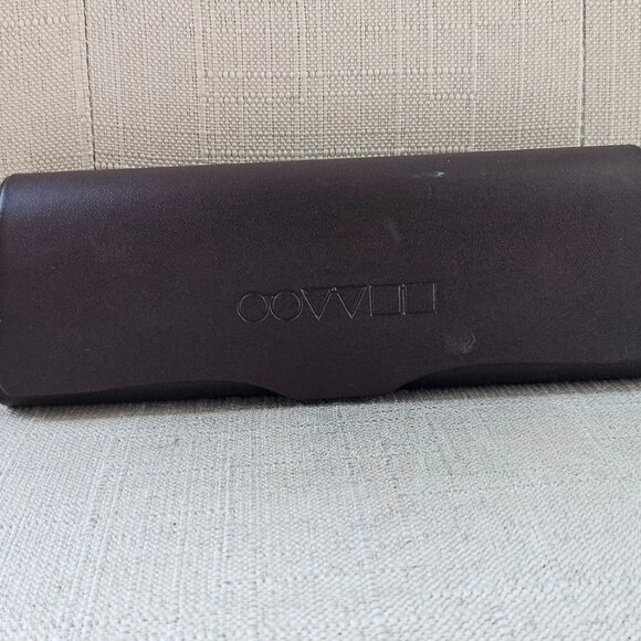 Oliver Peoples Eyeglasses Frame Dark Brown Leather Hard Case only - Picture 1 of 10